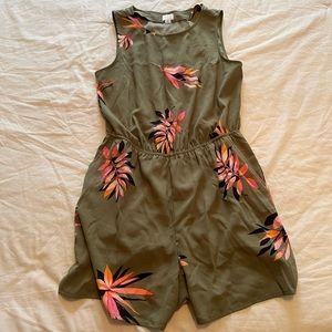 A New Day olive green floral romper - Small